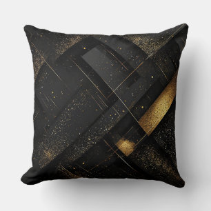 Abstract Black and Gold Geometric Design Cushion