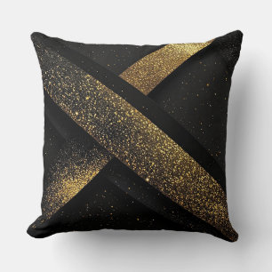Abstract Black and Gold Geometric Design Cushion