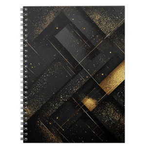Abstract Black and Gold Geometric Design Notebook