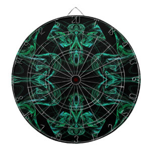 Abstract Black and Green Fractal Dart Board