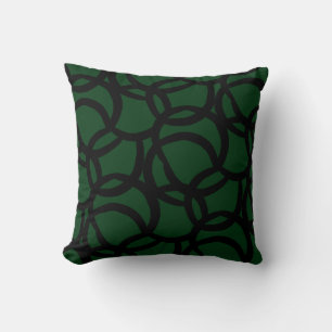 Abstract Black and Green Line Pattern Cushion