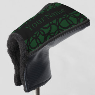 Abstract Black and Green Pattern Name Golf Head Cover
