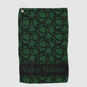 Abstract Black and Green Pattern Personalised Golf Towel