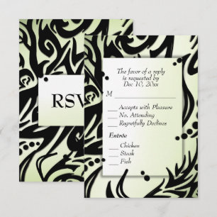 Abstract Black and Green Tribal with Menu RSVP