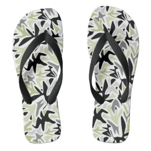 Abstract, Black and Green, Youth, Modern, Creative Flip Flops