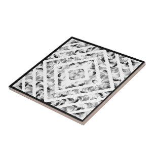 Abstract Black And Grey Eyelashes Brushstrokes Art Tile