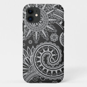 Abstract Black and Grey Floral Pattern iPhone 11 Case