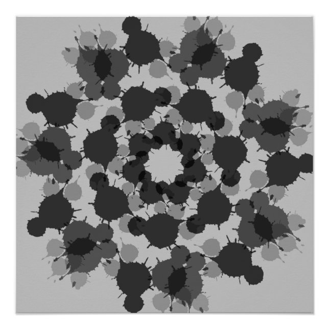 Abstract black and grey flower design poster (Front)
