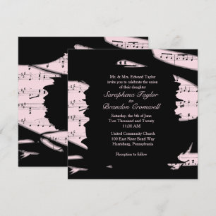 Abstract Black and Pink Music Wedding Invitation