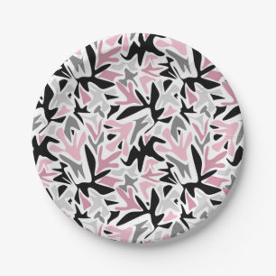 Abstract, Black and Pink, Youth, Modern Throw Pill Paper Plate