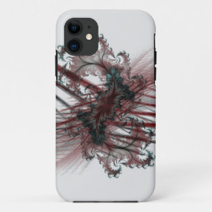 abstract black and red fractal art iPhone 11 case