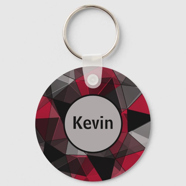 Abstract, black and red, triangle, geometric, blac key ring (Front)