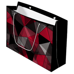 Abstract, black and red, triangle, geometric, blac large gift bag