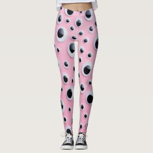 Abstract Black and White Balls on Pink Background Leggings