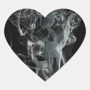 Abstract Black and White Beautiful Smoke Design Heart Sticker