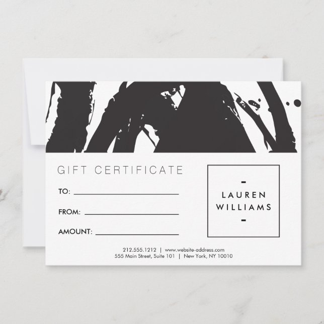 Abstract Black and White Brushstrokes Gift Card (Front)