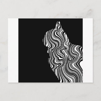 Abstract Black and White Cat Swirl Monochroom Postcard