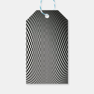 Abstract, black and white chequered Gift Tags