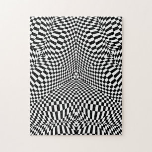 Abstract black and white chequered pattern jigsaw puzzle