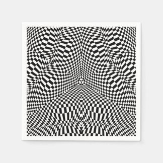 Abstract black and white chequered pattern napkin