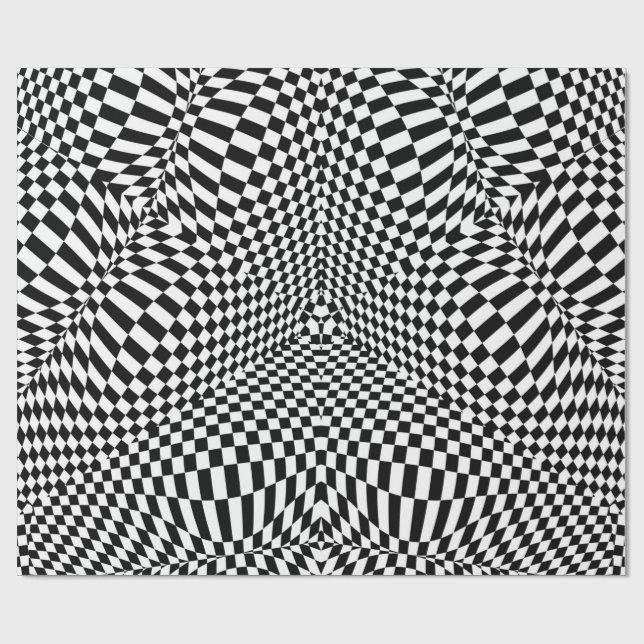 Abstract black and white chequered pattern wrapping paper (Flat)