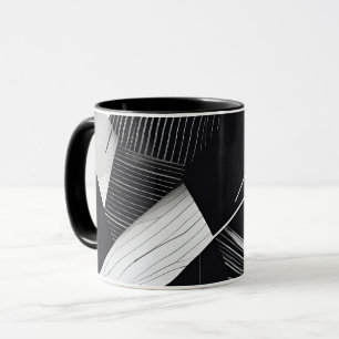Abstract Black and White Dark Geometric Pattern Mug