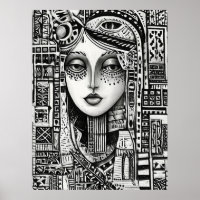 🖤 Abstract Black And White Face Line Art Minimal