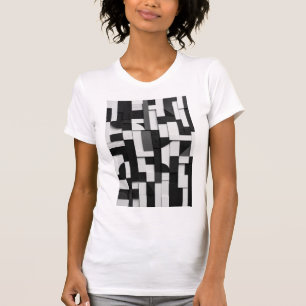 Abstract Black and White Geometric 3D Composition T-Shirt