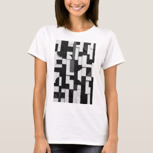 Abstract Black and White Geometric 3D Composition T-Shirt