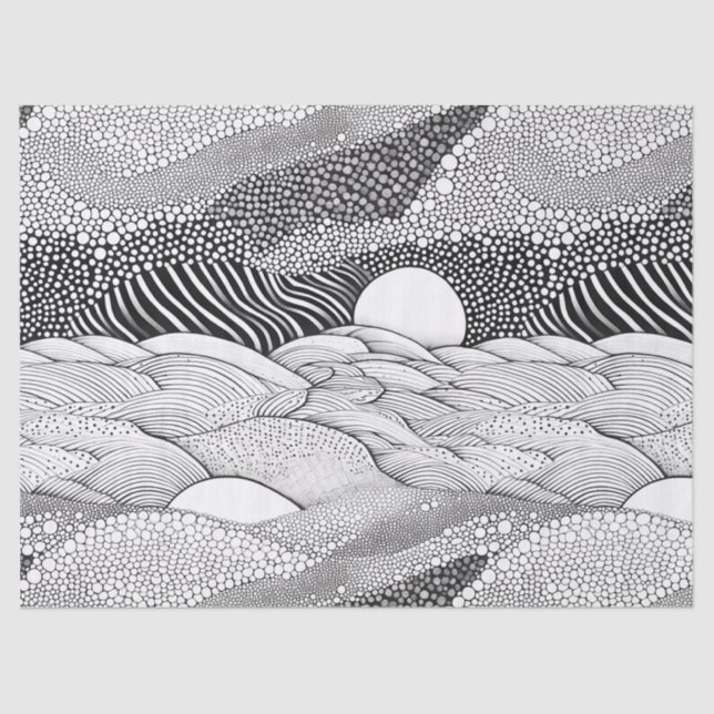 Abstract Black and White Geometric Doodle (7) Tissue Paper (Front)