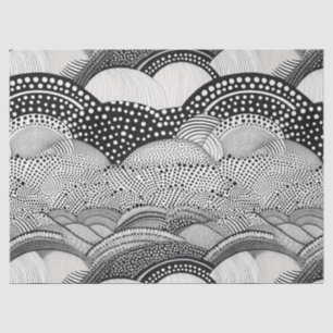 Abstract Black and White Geometric Doodle (9) Tissue Paper