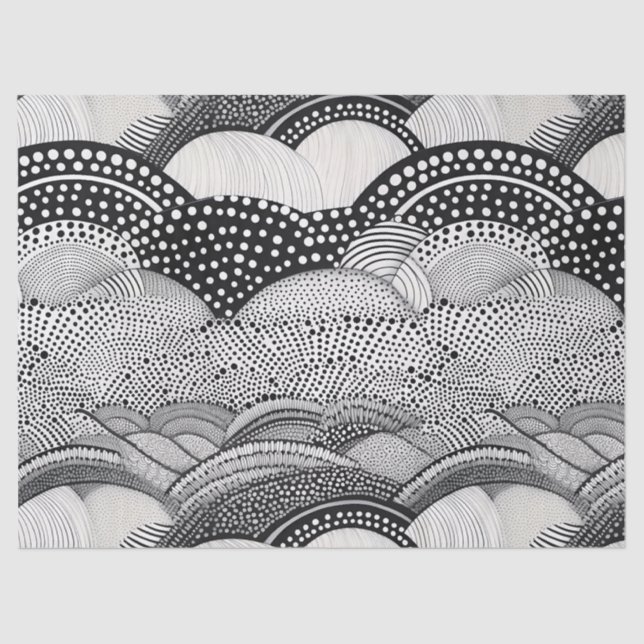Abstract Black and White Geometric Doodle (9) Tissue Paper (Front)