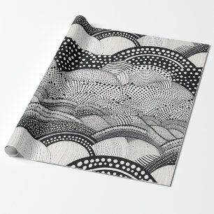 Abstract Black and White Geometric Doodle (9) Wrapping Paper