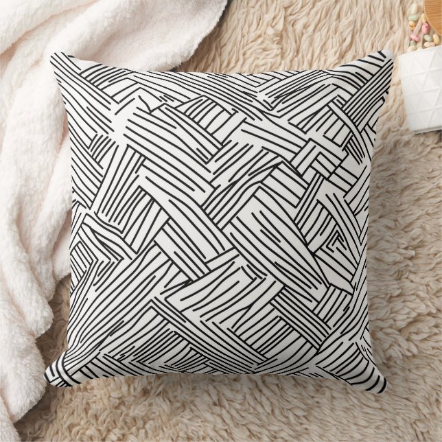 Abstract Black and White Geometric Line Pattern 2 Cushion (Blanket)