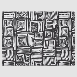 Abstract Black and White Geometric Line Pattern 2 Tissue Paper
