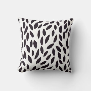Abstract black and white leaves pattern cushion