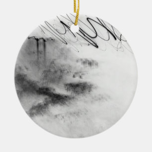 Abstract Black and White Light Trails Long Exposur Ceramic Tree Decoration