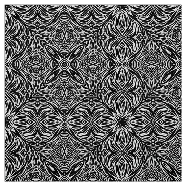 Abstract black and white line pattern on fabric (Swatch)