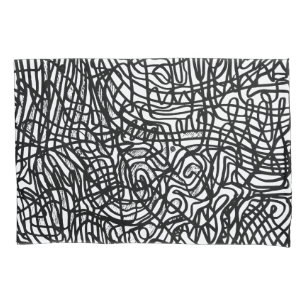 Abstract Black and White Lines Pattern Pillowcase