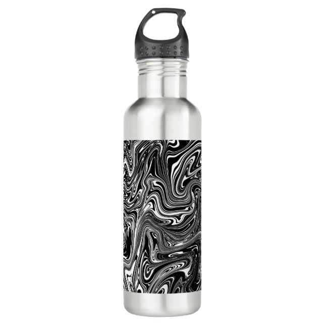 Abstract Black and White Liquid Marble 710 Ml Water Bottle (Front)