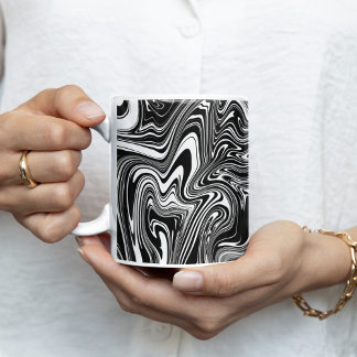 Abstract Black and White Liquid Marble Coffee Mug