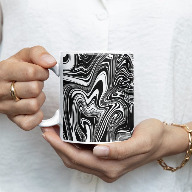 Abstract Black and White Liquid Marble Coffee Mug (Creator Uploaded)