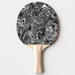 Abstract Black and White Liquid Marble Pattern Ping Pong Paddle
