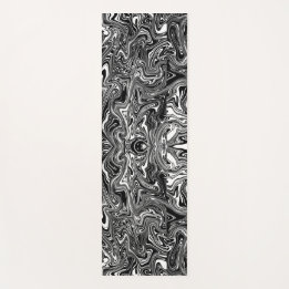 Abstract Black and White Liquid Marble Pattern Yoga Mat