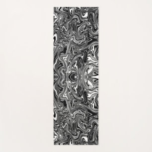 Abstract Black and White Liquid Marble Pattern Yoga Mat