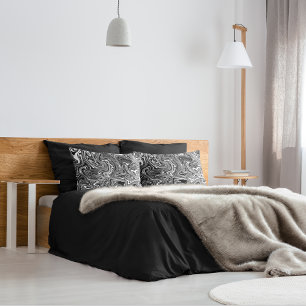 Abstract Black and White Liquid Marble Pillowcase