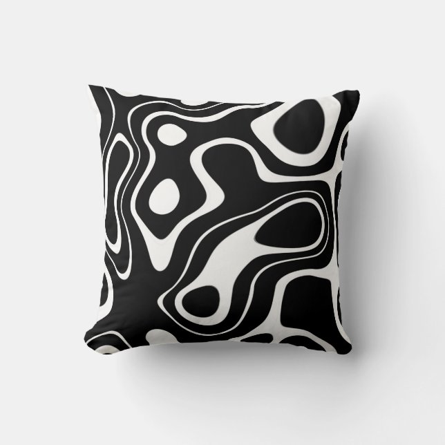 Abstract Black and White Masks Cushion (Front)