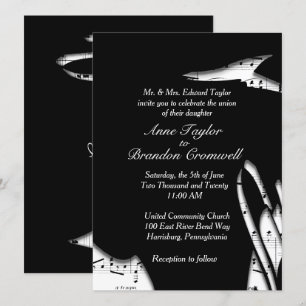 Abstract Black and White Music Wedding Invitation
