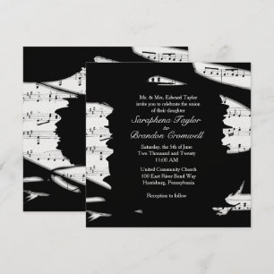 Abstract Black and White Music Wedding Invitation