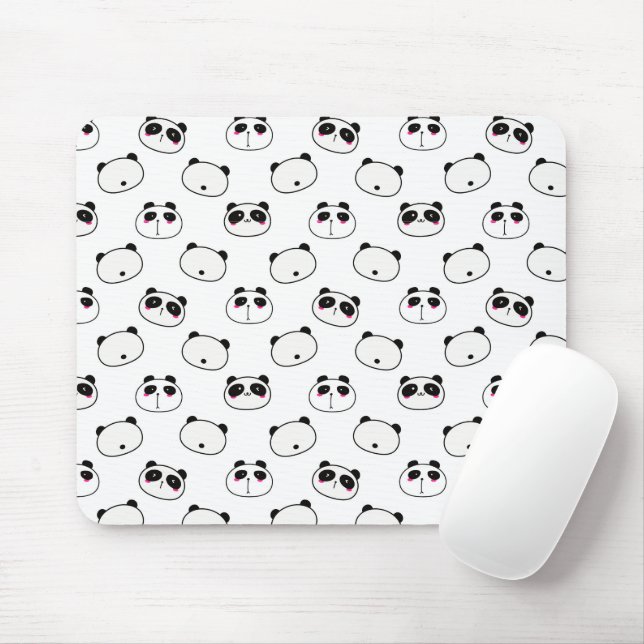 Abstract Black and White Panda Mouse Mat (With Mouse)